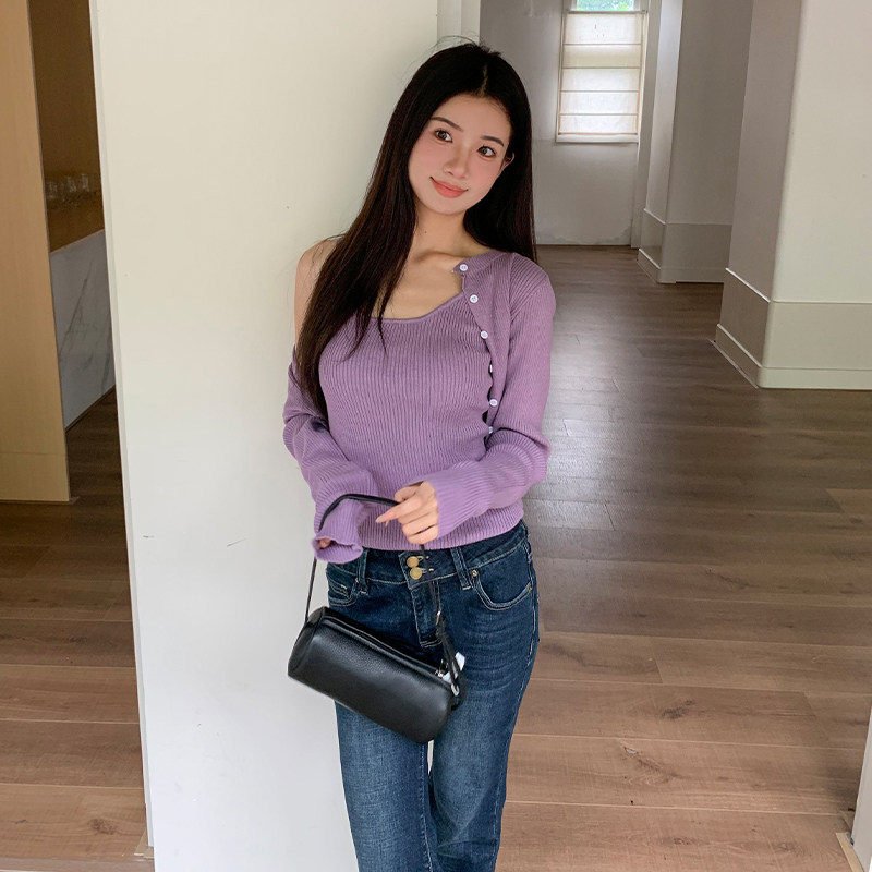 【5折款】橘子树在哪儿韩系排扣针织开衫女秋外穿吊带背心两件套,淘宝优惠券,粉丝福利购,淘宝优惠卷