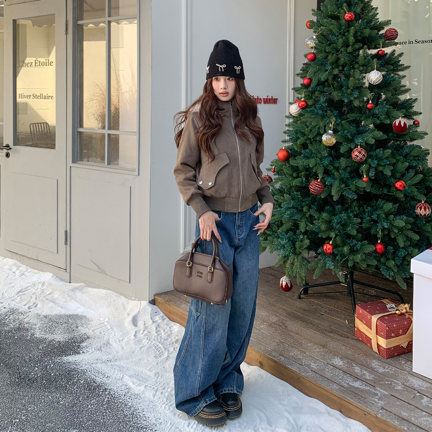 橘子树在哪儿蓝色加绒阔腿牛仔裤女冬季垂感休闲宽松直筒拖地裤子,淘宝优惠券,粉丝福利购,淘宝优惠卷