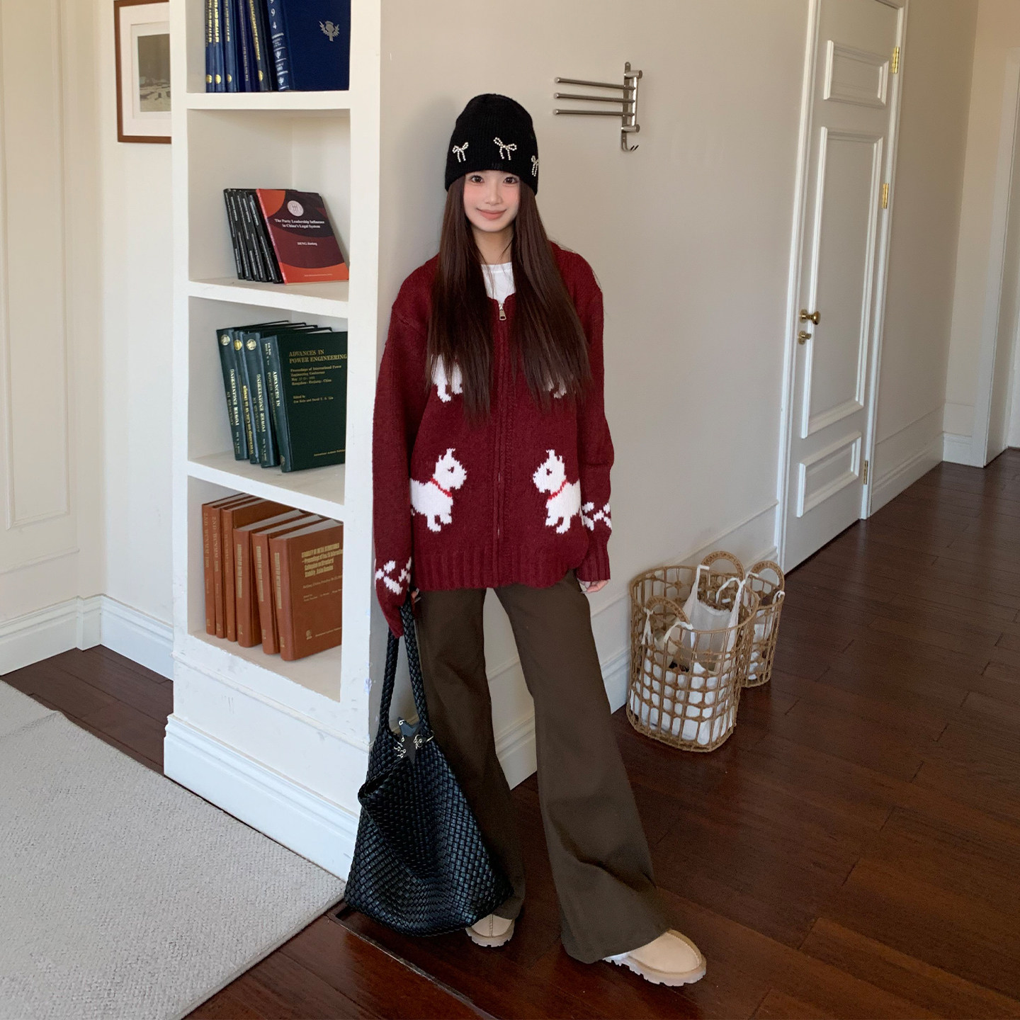 橘子树在哪儿复古咖色加绒微喇牛仔裤女冬季不贴腿直筒显瘦马蹄裤,淘宝优惠券,粉丝福利购,淘宝优惠卷