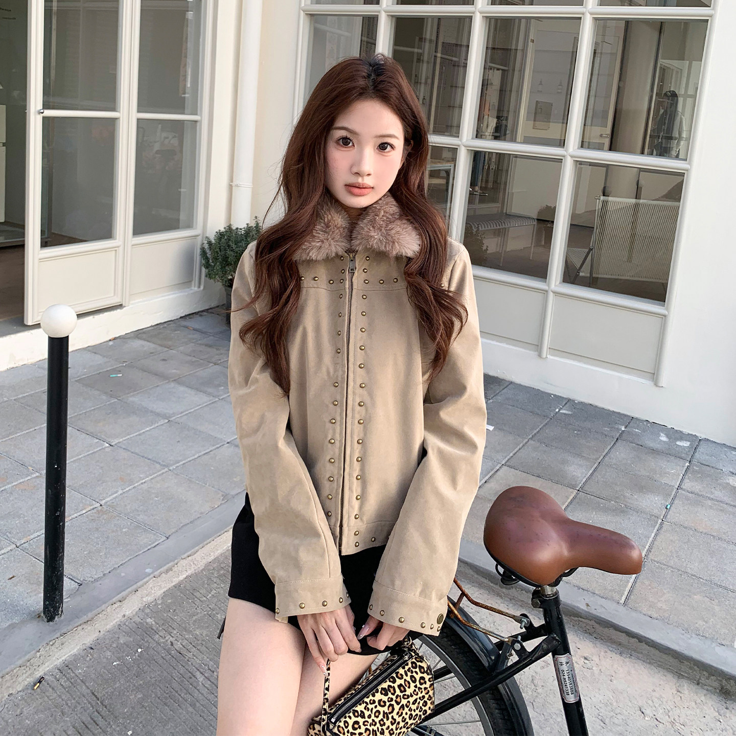橘子树在哪儿复古麂皮绒短外套女冬季巨好看铆钉保暖修身休闲夹克,淘宝优惠券,粉丝福利购,淘宝优惠卷