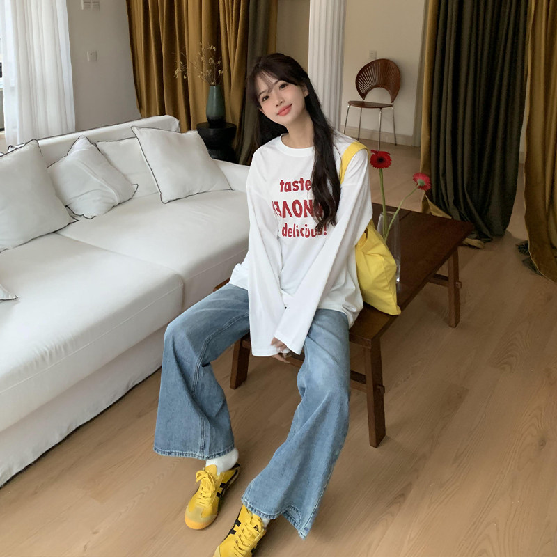 橘子树在哪儿复古水洗微喇牛仔裤女秋季宽松显瘦窄版直筒拖地长裤,淘宝优惠券,粉丝福利购,淘宝优惠卷