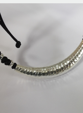 短款围脖颈链925纯银弯管吊坠甲状腺术后遮疤手工编腊绳项链女款