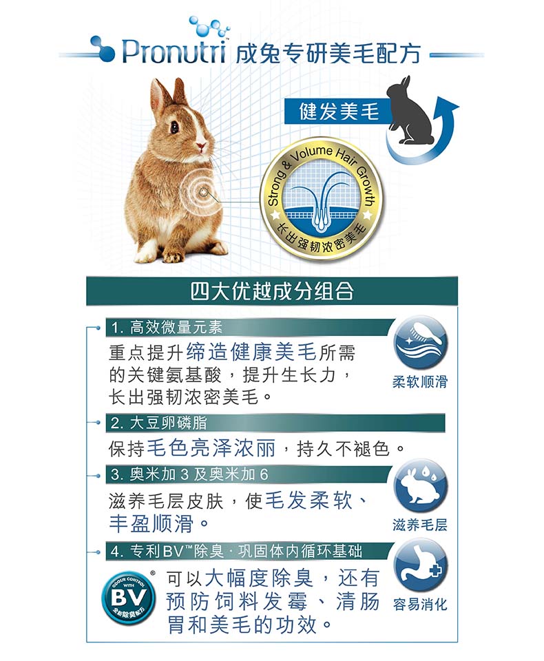 Dr.Bunny兔博士成兔专研美毛配方粮900g兔子除臭美毛料包邮DR316 - 图0