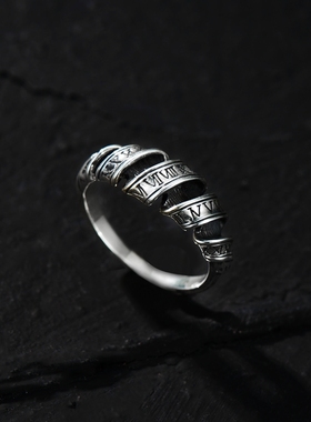 一休老银匠罗马数字扭曲戒指ins