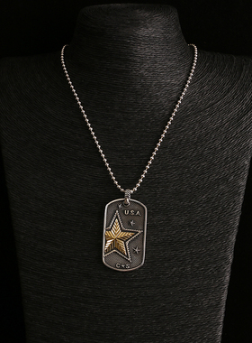 一休老银匠情侣925银五角星吊坠