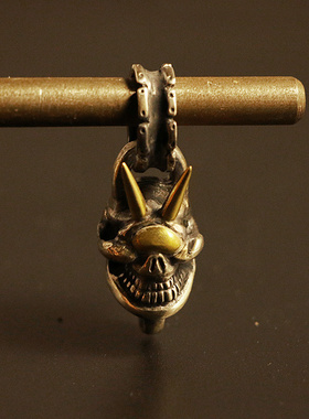 全新手工高山隆纯银独眼骷髅吊坠