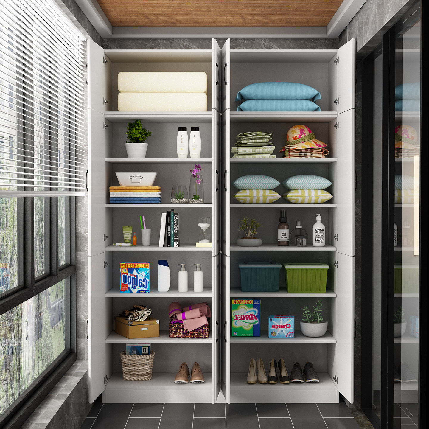 阳台防晒储物柜家用大容量现代简约鞋柜收纳柜门口玄关柜门厅高柜,淘宝优惠券,粉丝福利购,淘宝优惠卷