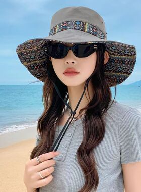 夏季女款防晒大檐牛仔渔夫帽