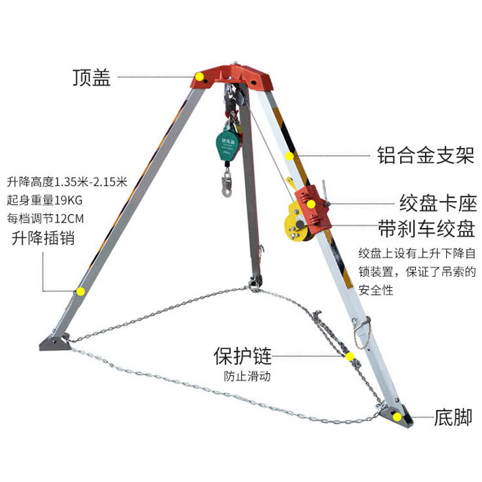 SJY-10救援三脚架有限空间救援支架铝合金消防三角架绞盘下井支架 - 图2