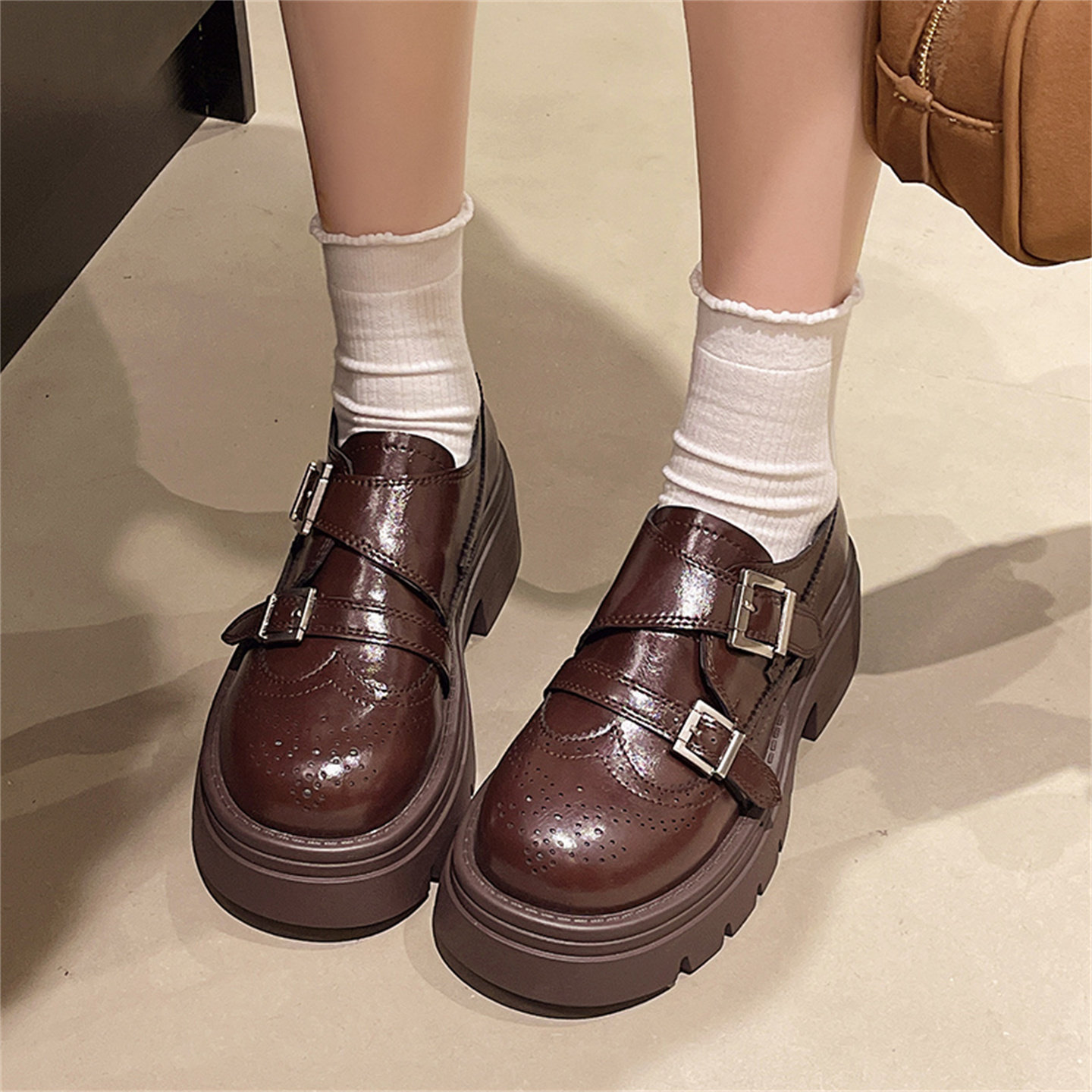 气质厚底乐福鞋女2026年春季新款高级感百搭单鞋增高配裙子小皮鞋,淘宝优惠券,粉丝福利购,淘宝优惠卷