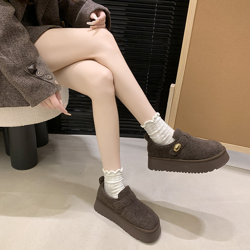 厚底休闲勃肯鞋女2025冬季新款加绒保暖乐福鞋棉鞋增高时尚雪地靴,淘宝优惠券,粉丝福利购,淘宝优惠卷