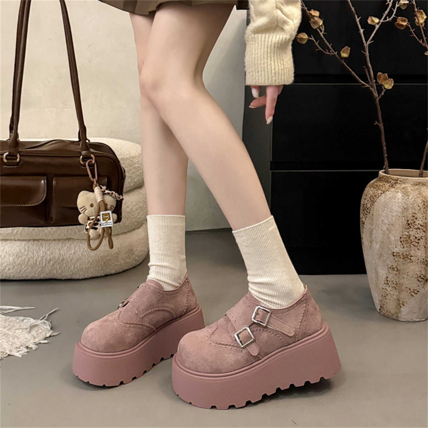 洋气厚底勃肯鞋女2026年春季新款一脚蹬乐福鞋小个子增高百搭单鞋,淘宝优惠券,粉丝福利购,淘宝优惠卷