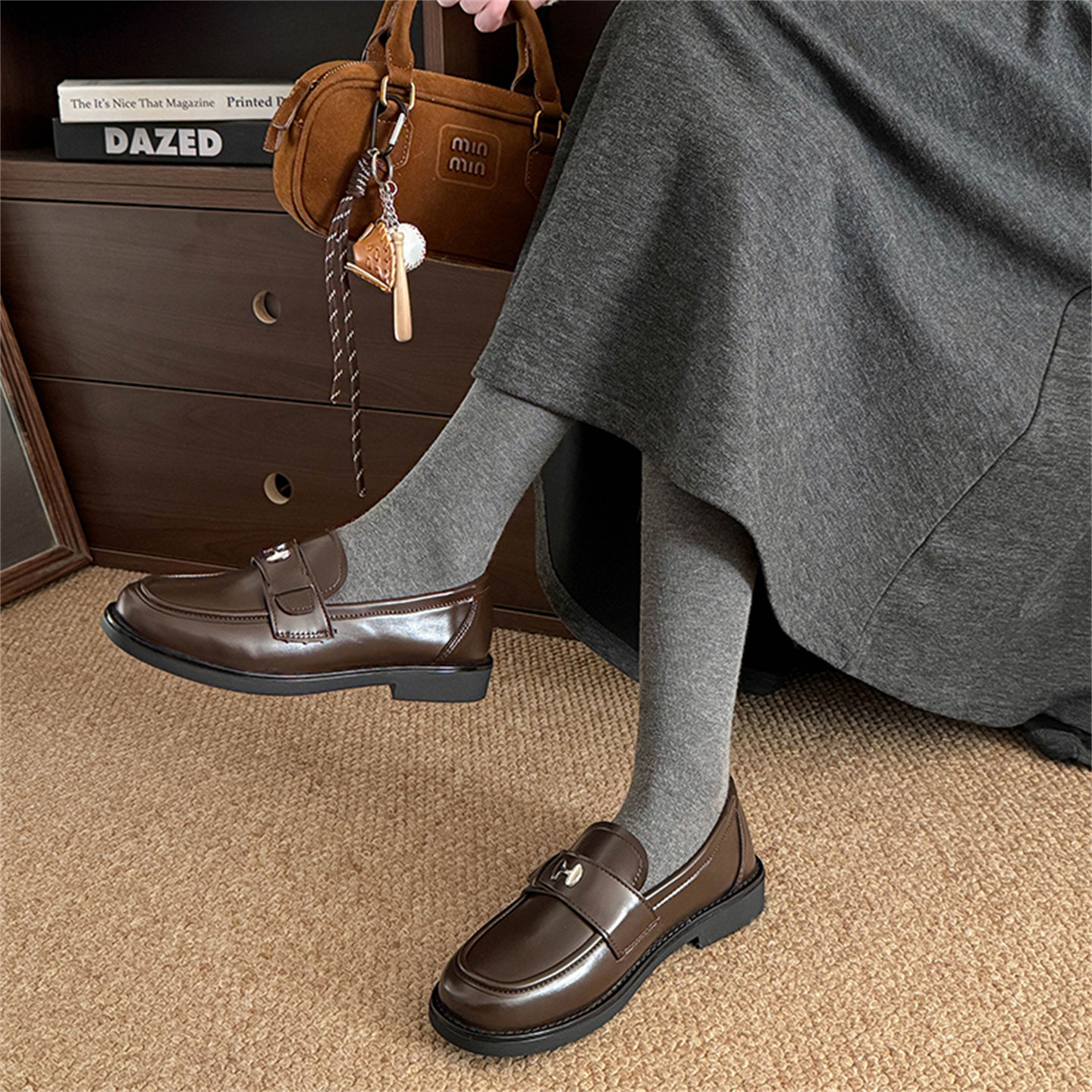 时尚百搭乐福鞋女2026厂家新款厚底一脚蹬单鞋百搭黑色配jk小皮鞋,淘宝优惠券,粉丝福利购,淘宝优惠卷