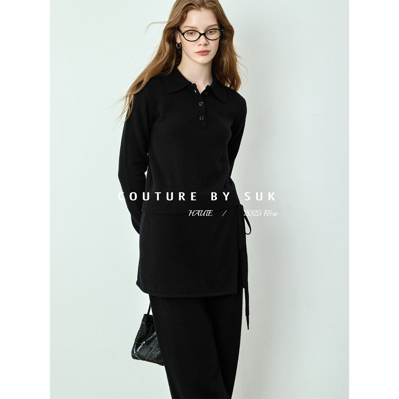 SUK 时尚摩登！ 100%羊毛翻领三粒扣针织衫假两件裙裤两件套装女,淘宝优惠券,粉丝福利购,淘宝优惠卷