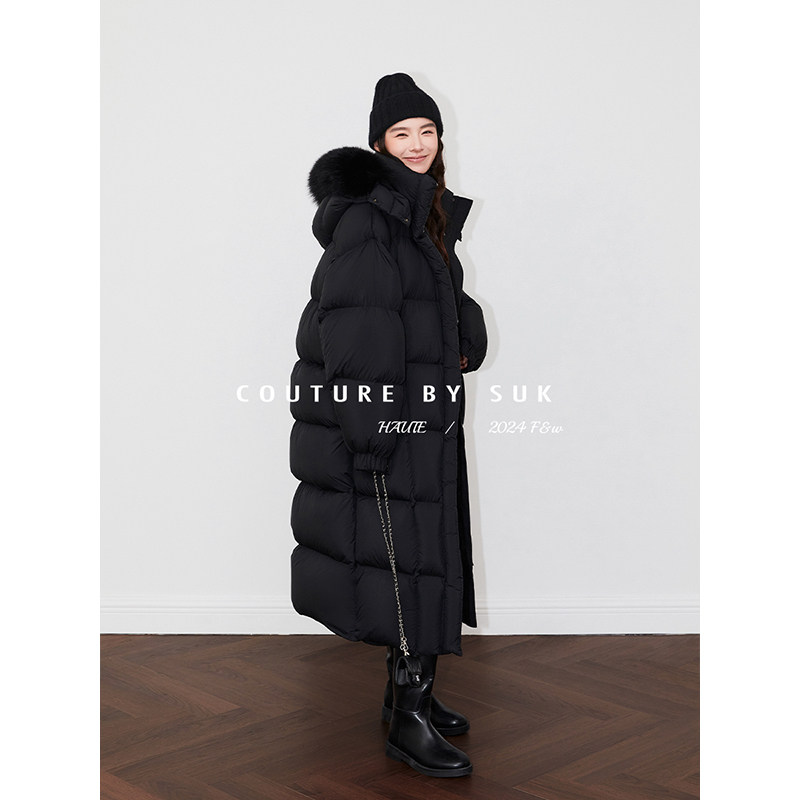 SUK 极光旅途！长款大毛领连帽廓形宽松版型泡芙90鹅绒羽绒服女