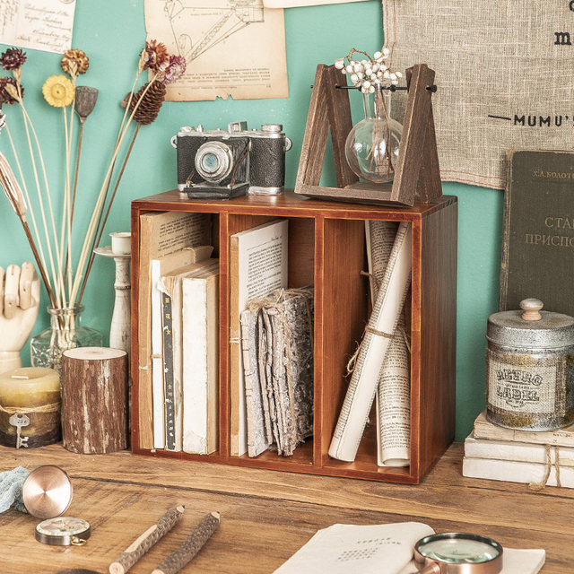 Songchuan Home Old Bookshelf Simple Solid Wood Desktop