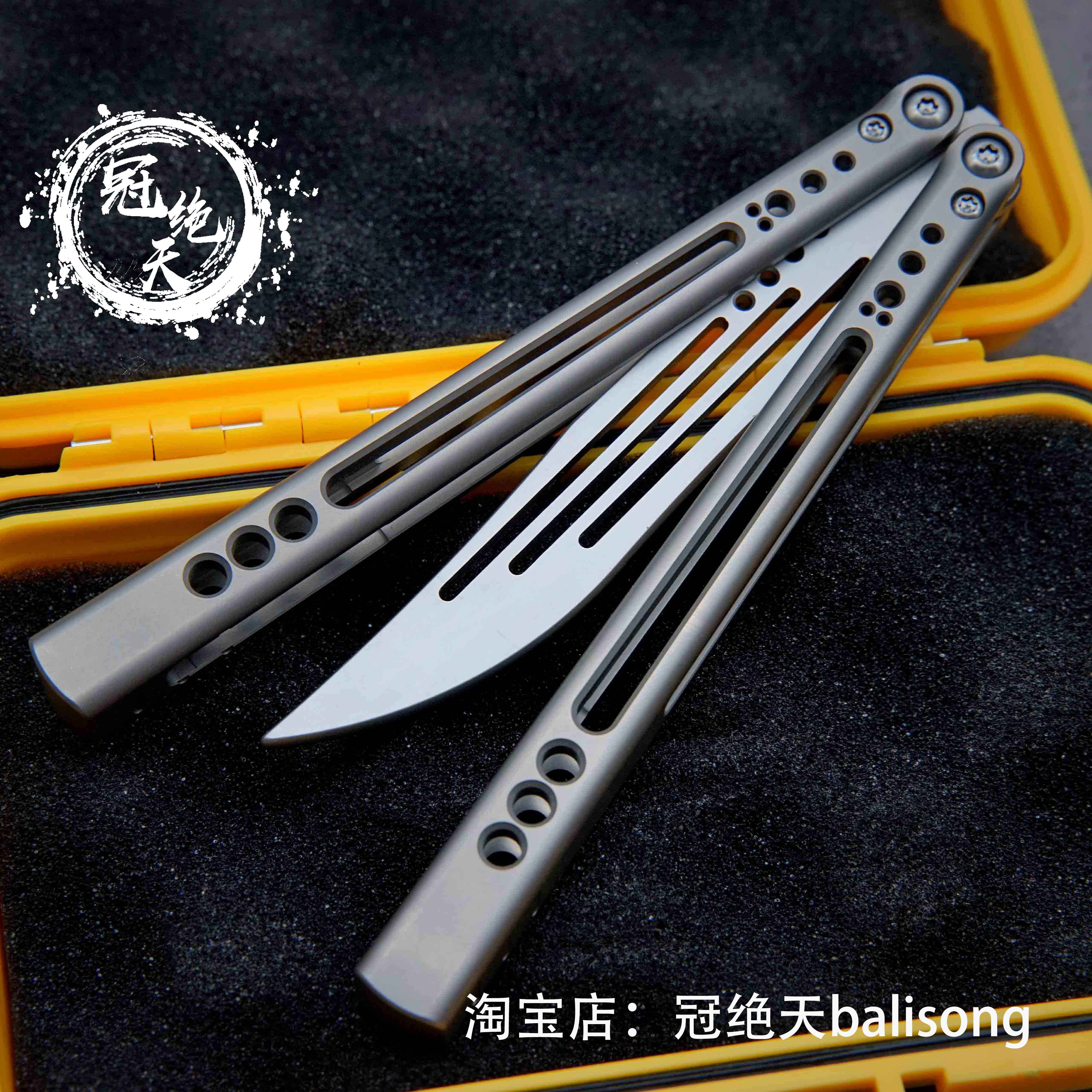 战鲨大风GALE蝴蝶刀【冠绝天balisong】钛柄轴套蝴蝶甩刀未开刃-图1