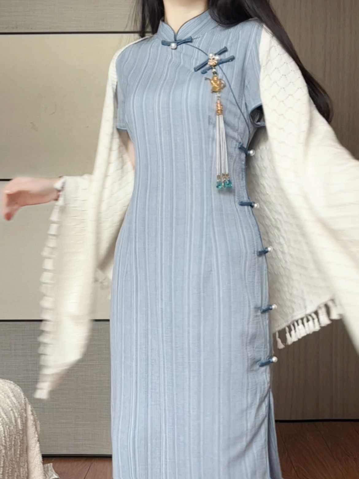 抹茶麻薯2024年秋冬新款文艺复古中国风开衫少女旗袍搭配小外套,淘宝优惠券,粉丝福利购,淘宝优惠卷