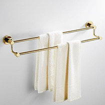 Full copper towel rack toilet free of punch shelve shelve hanging pole bathroom toilet gold light and luxurious double pole towel rod