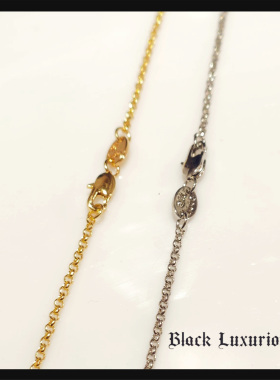 Black Luxurious电镀22K18K白黄金色刻字2MM珍珠O型项链配链