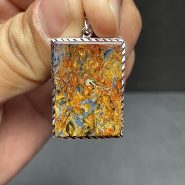 彼得石镶嵌吊坠裸石项链坠纳米比亚精品火彩猫眼坠彩色水晶吊坠