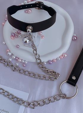 原宿风辣妹项圈INS铃铛牵引绳