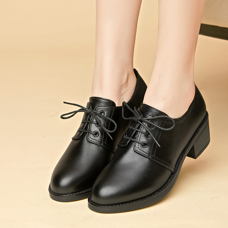 春秋季新款女鞋真皮单鞋粗跟英伦软底休闲中年女士皮鞋妈妈工作鞋,淘宝优惠券,粉丝福利购,淘宝优惠卷