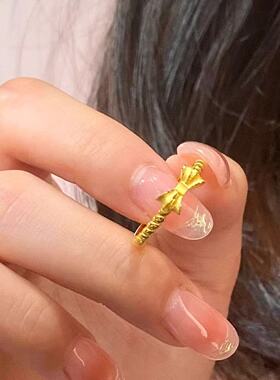 新款麻花蝴蝶结金色戒指