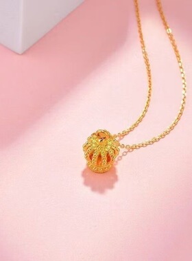 简约金色O字链皇冠项坠