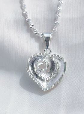 时尚百搭旋转爱心水波纹项链