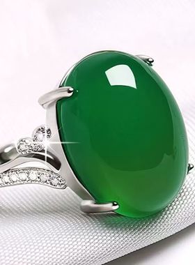 网红绿宝石开口可调女戒送女友