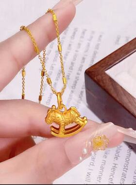 新中式小马铜钱平安扣项链