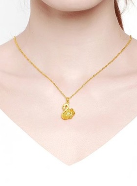 新品越南沙金仿沙金女款天鹅吊坠 日韩时尚爱心吊坠项链货源批发