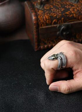 灵蛇化蛟复古银戒2303