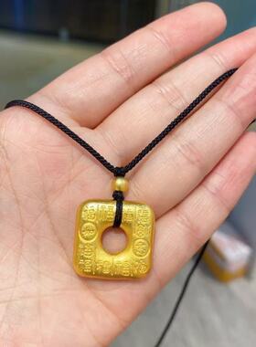 新款金色方形福字平安扣