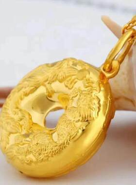 新儿童铜合金黄福锁扣吊坠