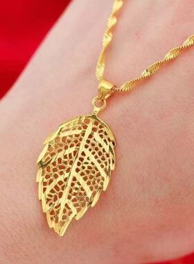 镂空枫叶金色水波链41