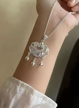 轻奢镂空平安锁女项链