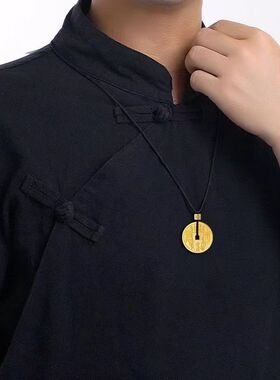 沙金传承古法山鬼花钱吊坠手工八卦雷阵平安扣挂坠男首饰批发