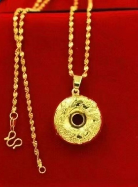 批发黄铜沙金福锁铃铛儿童吊坠仿沙金首饰厂家直销小孩平安扣项坠