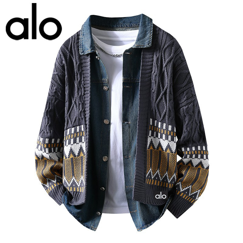 官方奥特莱斯牛仔拼接开衫毛衣外套男款秋冬季针织衫宽松毛线衣,淘宝优惠券,粉丝福利购,淘宝优惠卷