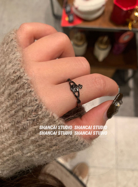 SHANCAI | 会动的土星可活动戒指镂空简约光面星球叠戴指环时尚女