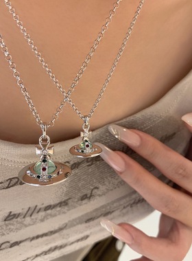 SHANCAI | 星球中号小号立体土星orb项链辣妹叠戴锁骨链