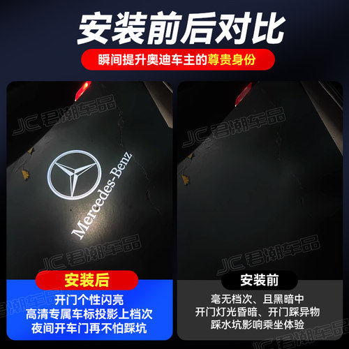 适用奔驰车门迎宾灯E级E300L C级C260L S级GLC/GLE260L投影氛围灯 - 图1