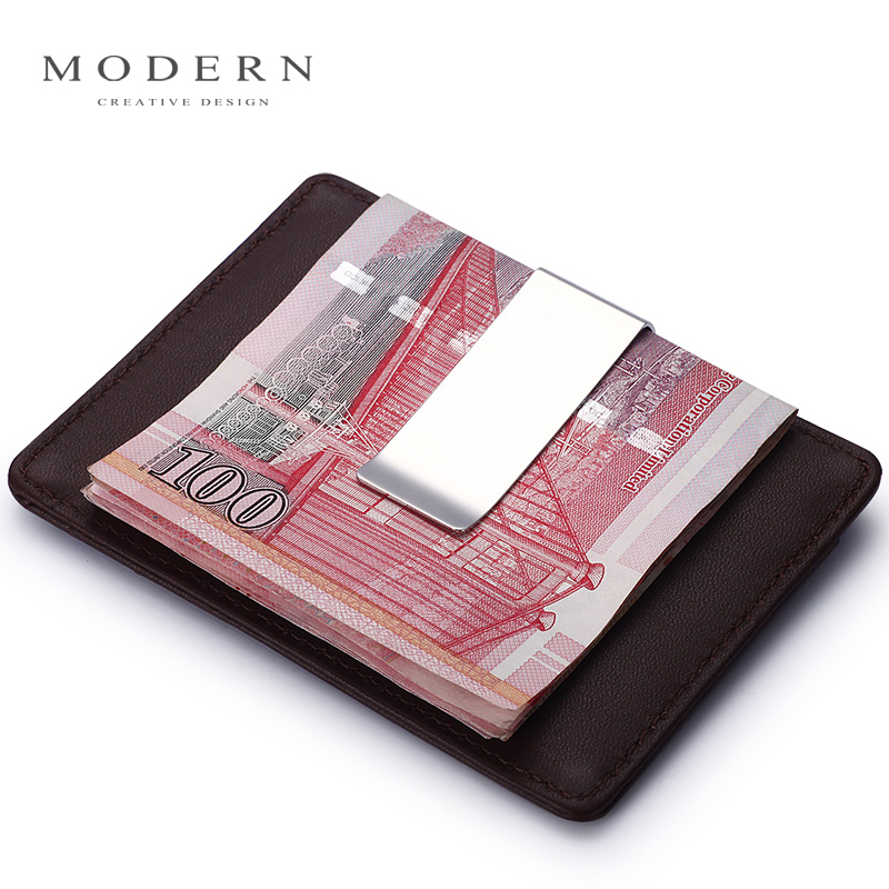 Modern真皮錢夾 信用卡夾 鈔票夾創意金屬錢夾簡約超薄錢夾