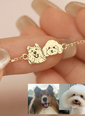 宠物手链定制狗狗猫咪头像照片吊坠宠物周边纯银项链手工纪念礼物