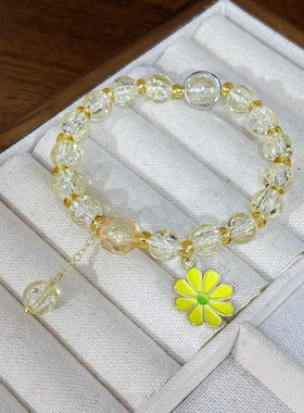 小雏菊爆花珠手链水晶珠冰透双色学生女生盘玩手串送闺蜜礼品
