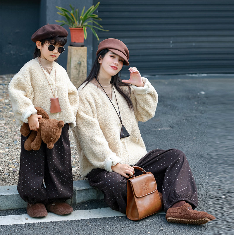 炸街亲子装2025冬季新款母子母女装皮毛一体上衣韩系风软糯外套,淘宝优惠券,粉丝福利购,淘宝优惠卷