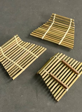 原色三角小竹排烤肉垫装饰卷边竹排隔热垫茶杯垫竹制壶垫海鲜托盘