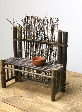 竹子装饰复古餐厅紫竹特色竹子